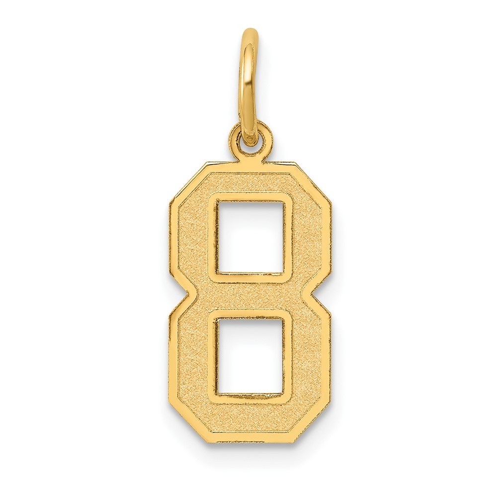 10k Yellow Gold Medium Satin Number 8 Charm Pendant 0.27g