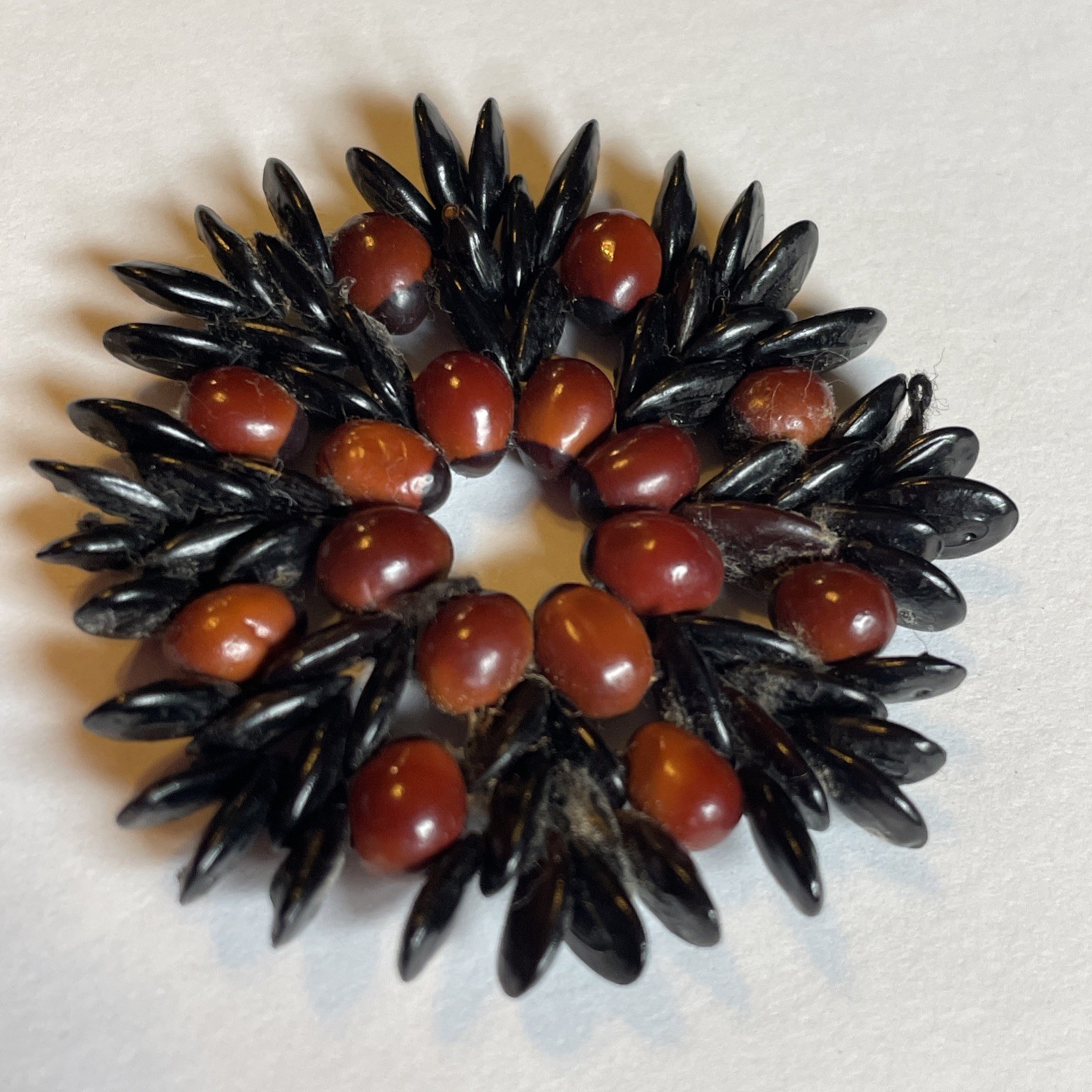 Vintage Beaded Medallion Pendant Seed Beads Decor as Pictured Maybe Apple?