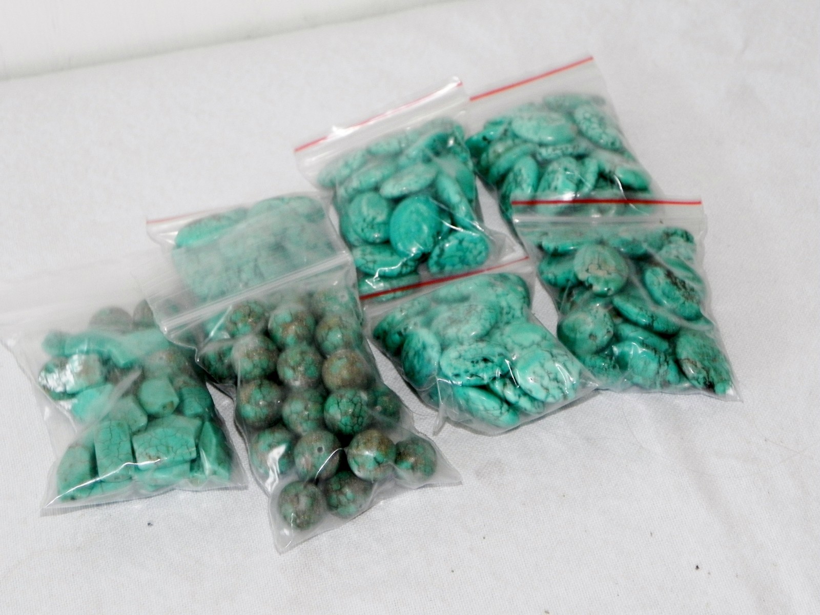 Lot of 140 Howlite Turquoise Loose Stones Beads Round Oval Natural Mix Assorted
