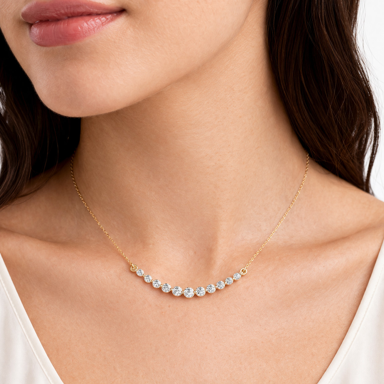 0.75Ct Round Moissanite Pendant Necklace 925 Silver 10K Gold Women Gift