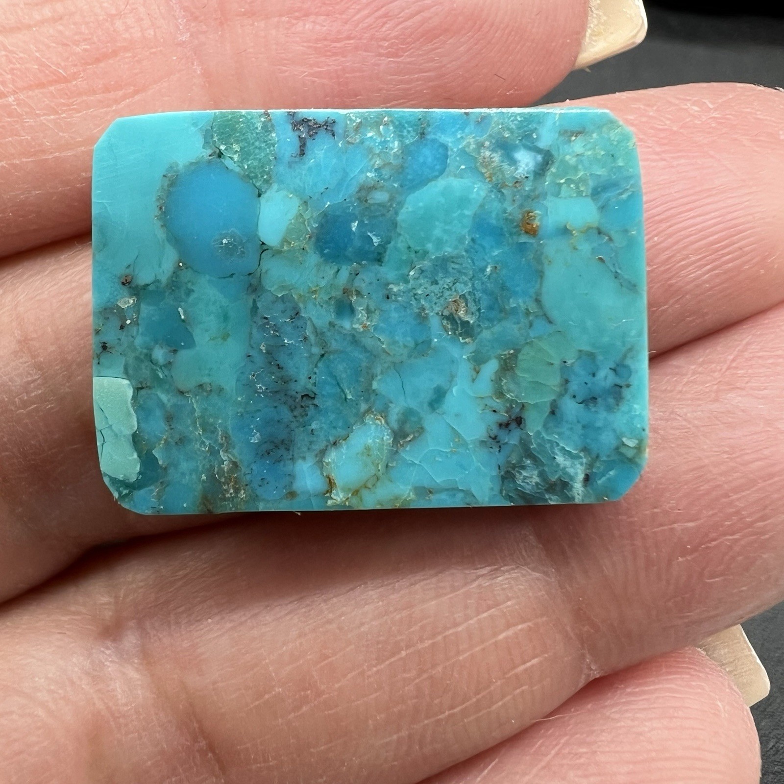 Composite Turquoise Rectangular Cabochon Blue Mosaic Stone Jewelry 3g