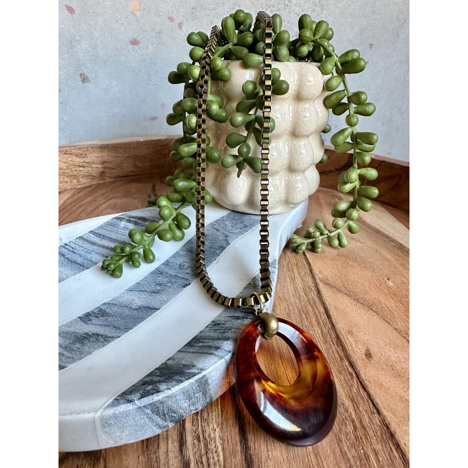Vintage Lucite Pendant Necklace | Handmade One of a Kind
