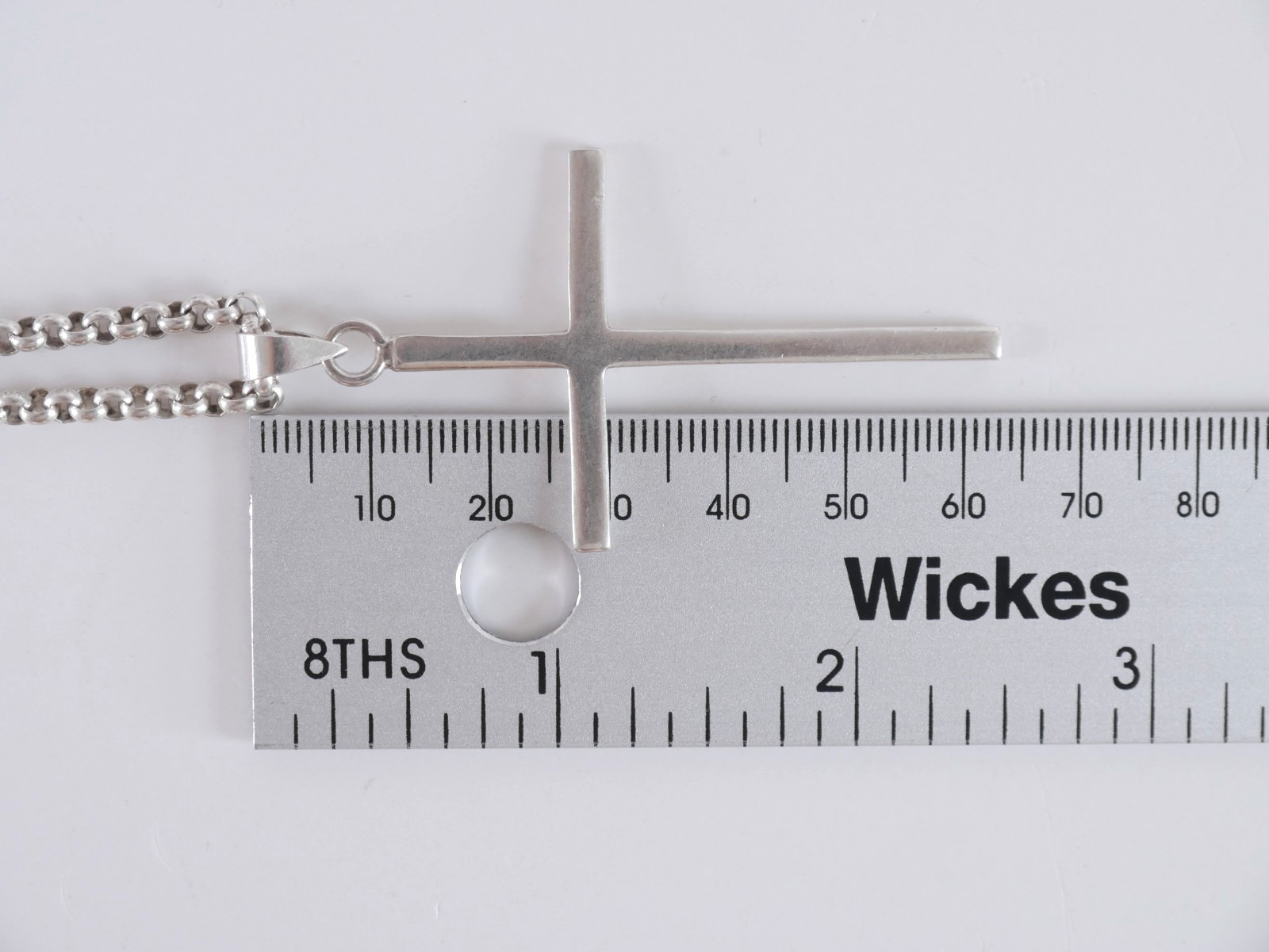 Large 925 Sterling Silver Cross Pendant Belcher Chain Necklace 51cm 22.96g