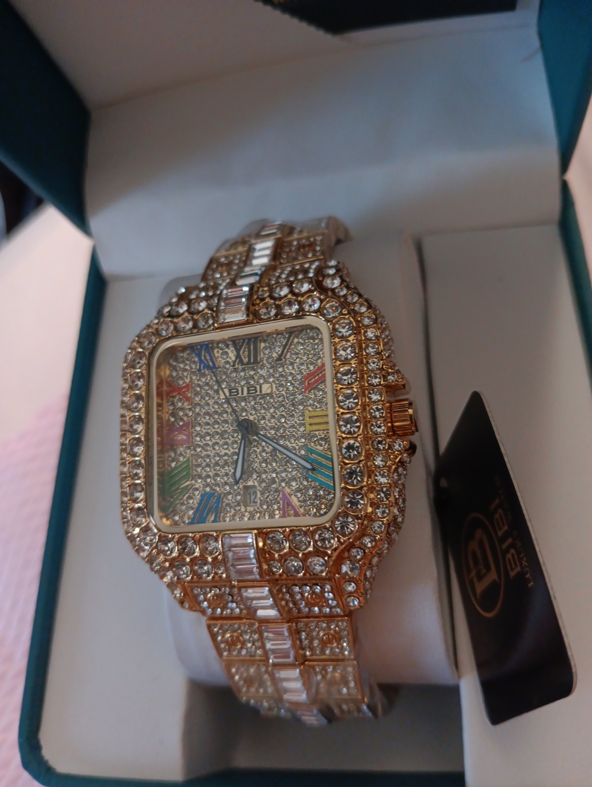 Bibi Luxury Golden Iridescent Crystal Adorned Watch B0071