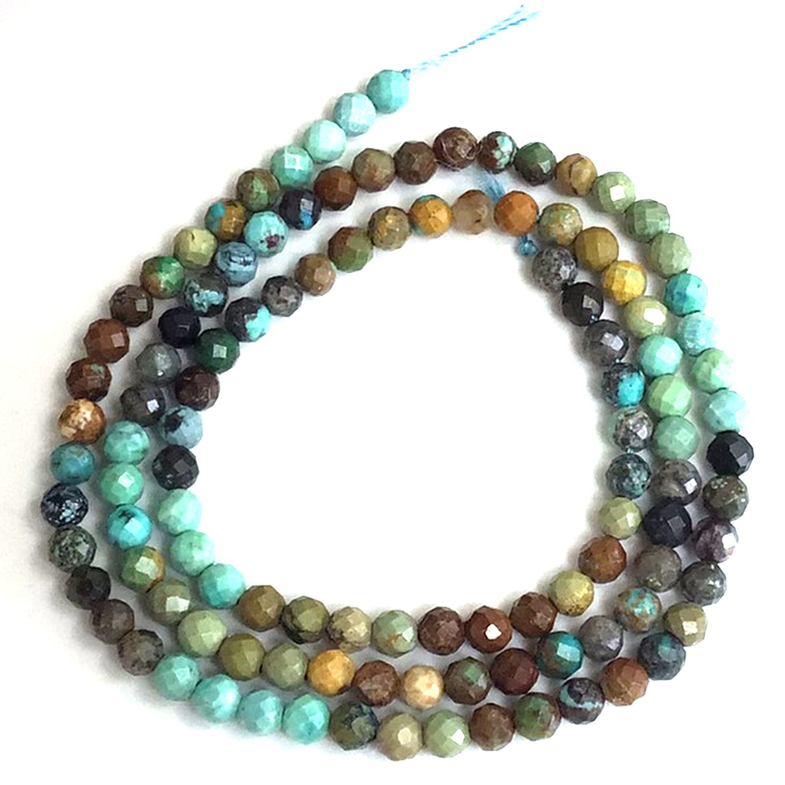 4mm Grade AAA Genuine Natural Turquoise Brown Blue Green Faceted Round Bead 15″