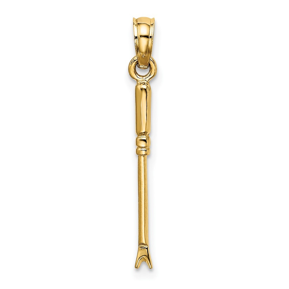 10k Yellow Gold 3-D Weeding Garden Tool Charm Pendant L-0.82 Inch, W-0.08 Inch