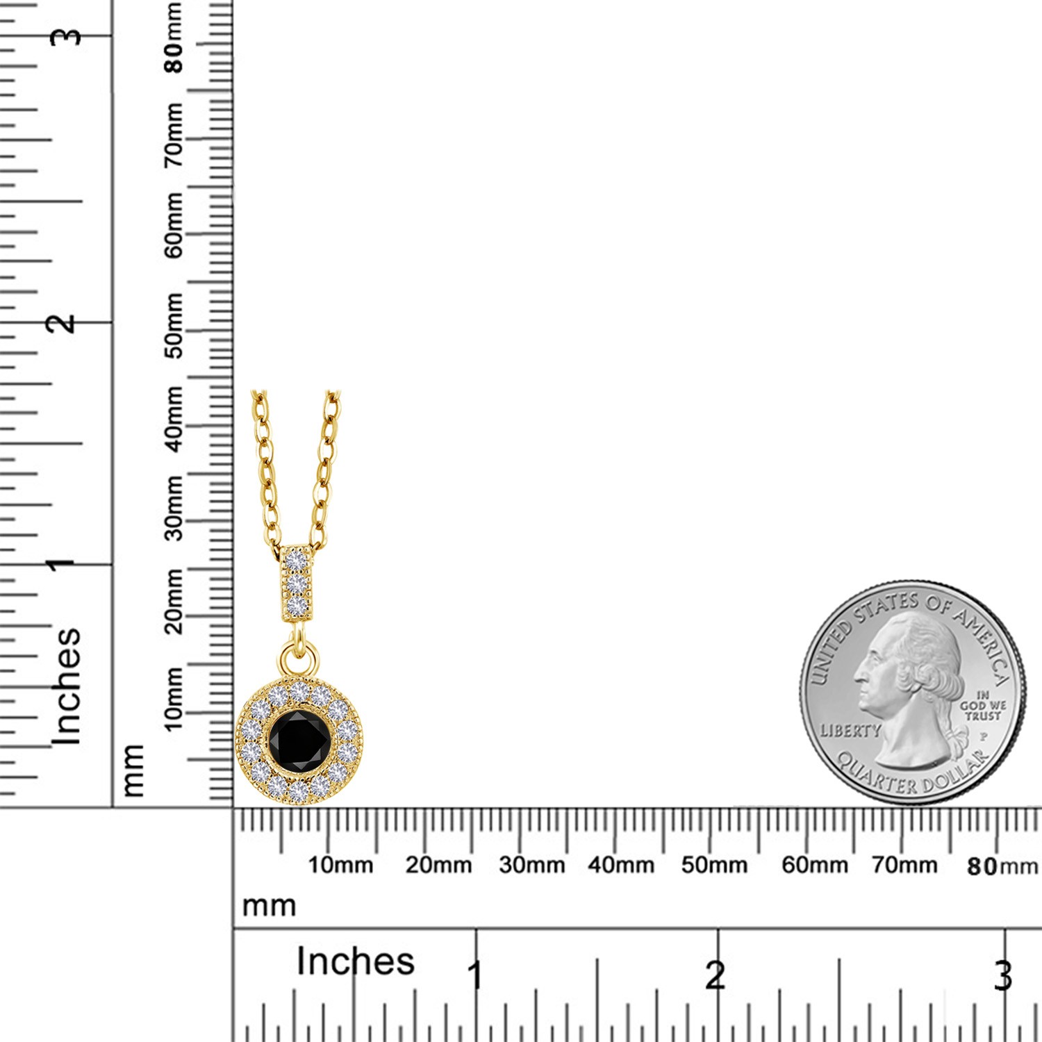 1.24 Ct Black Diamond White Created Sapphire 18K Yellow Gold Plated Silver