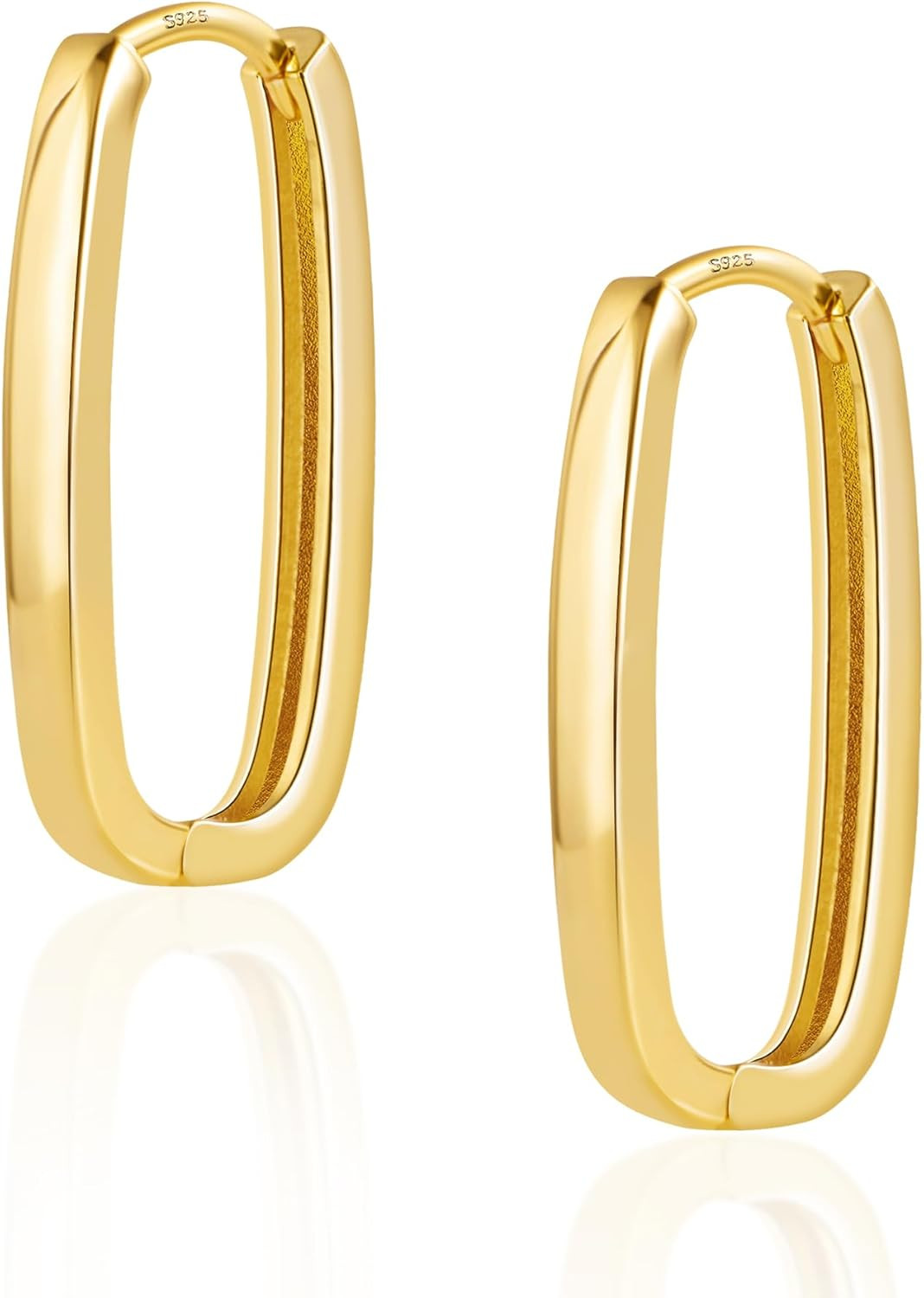 Silver Hoop Earrings for Women Trendy Rectangle Gold Hoop Earrings U Shape | Geo