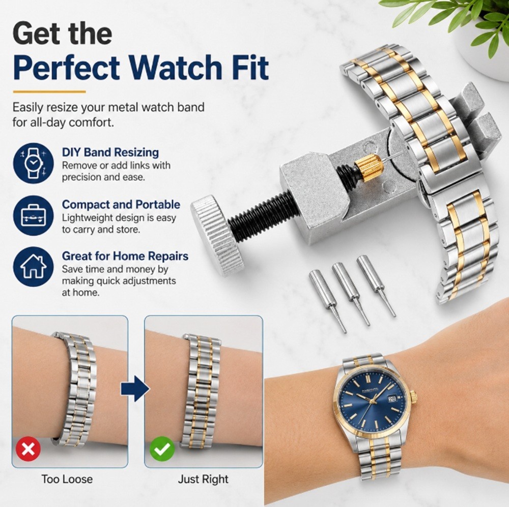 Watch Band Link Pin Remover Adjustable Bracelet Repair Tool Kit Metal Watch