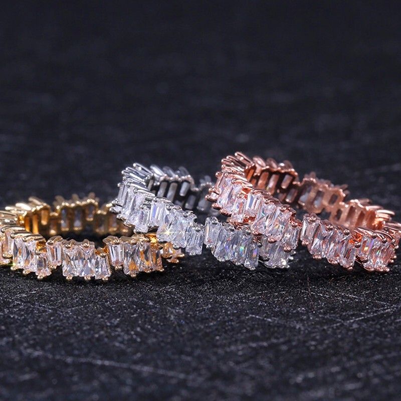 3.5 CT Simulated Diamond Band Ring Yellow Gold Plated Stunning Valentine’s Gift