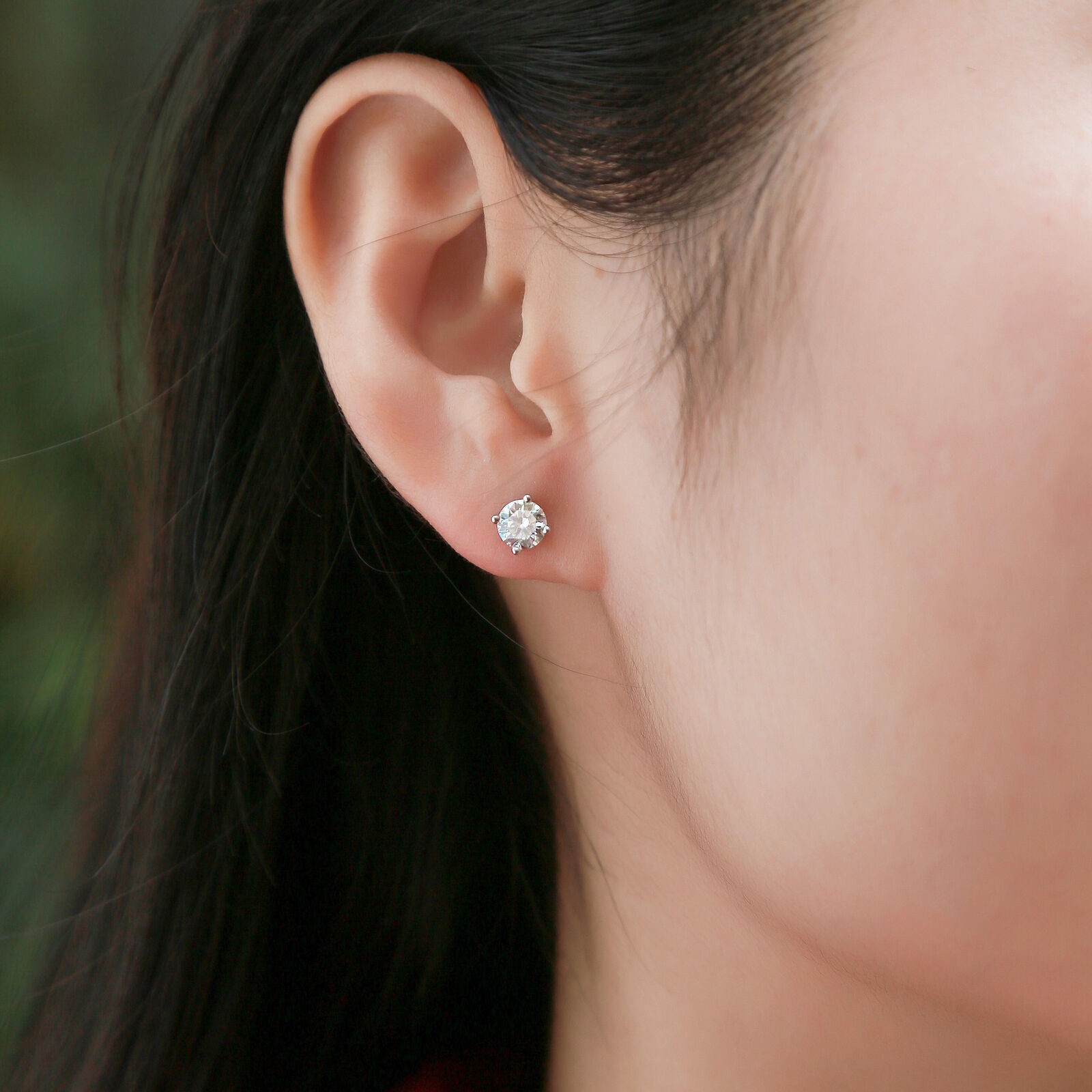 Certified D Color VVS1 Moissanite Solitaire Stud Earrings 925 STERLING SILVER