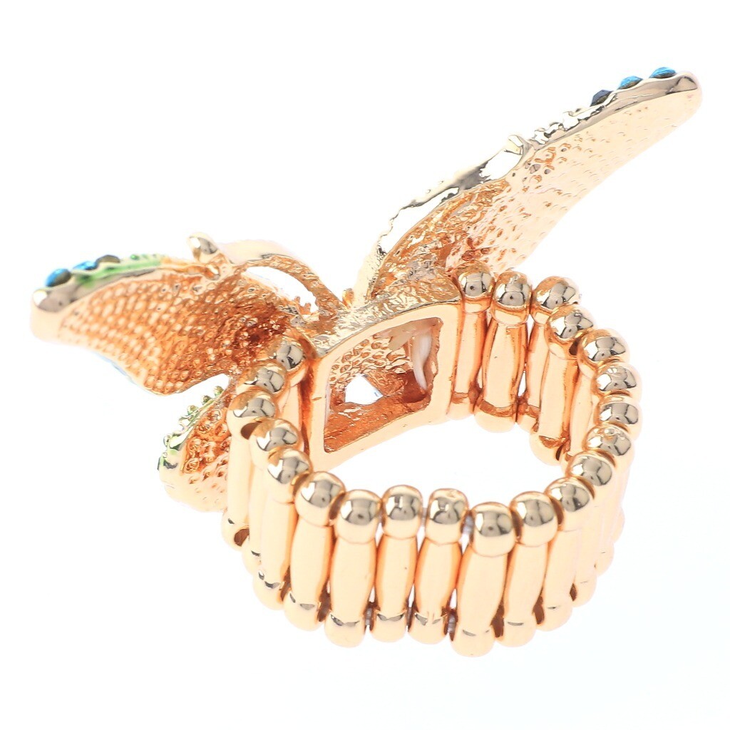 Gold Tone Stretch Butterfly Ring with Rhinestone R1032-GBLF