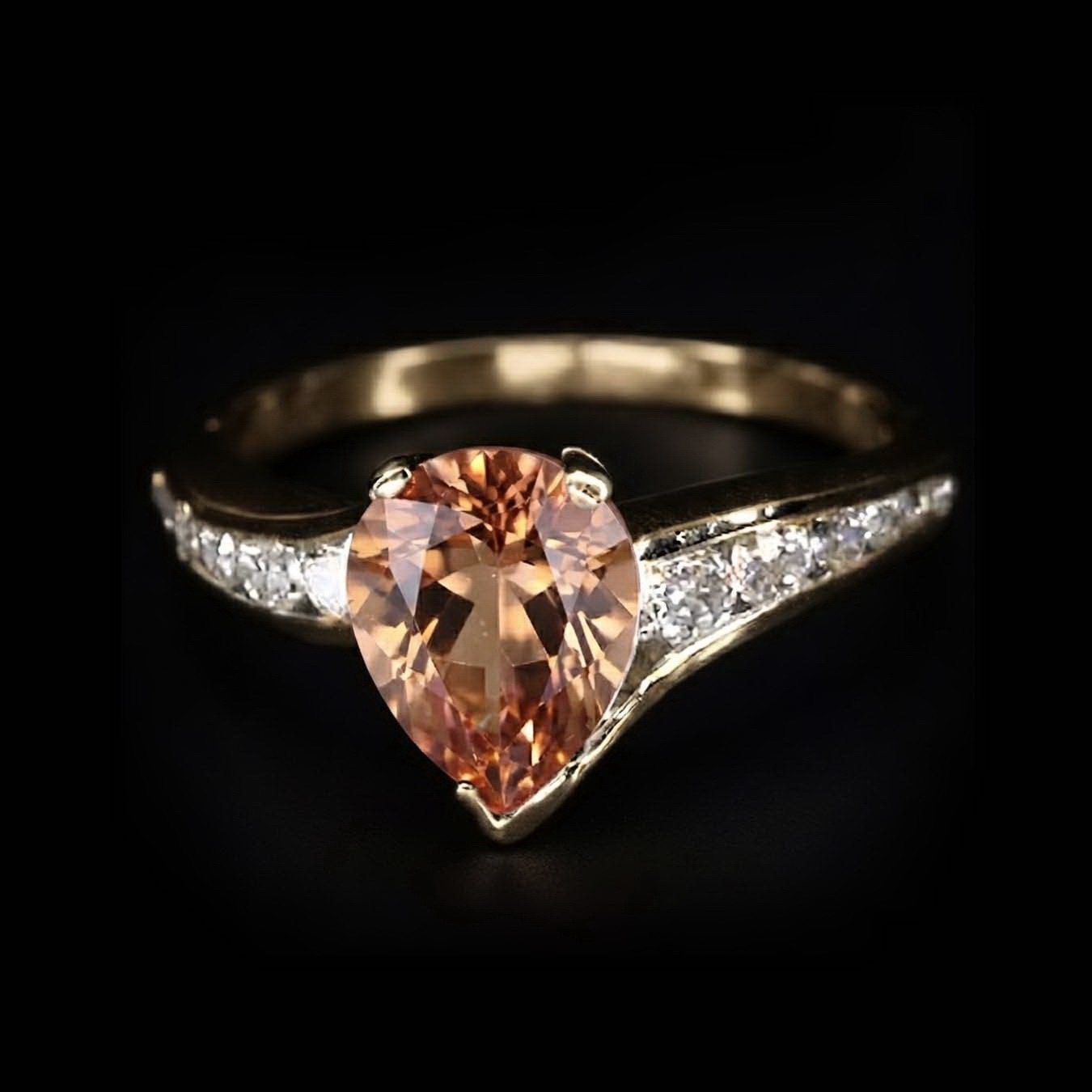 9×7 Natural imperial topaz Ring Silver Sterling Size 7 Free Resize Plated gold