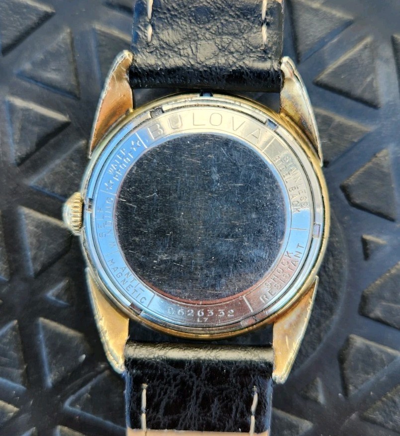 Vtg 1957 Bulova 23 Sunburst Men’s 31mm Watch 10BPAC Automatic Black Dial RGP!!!