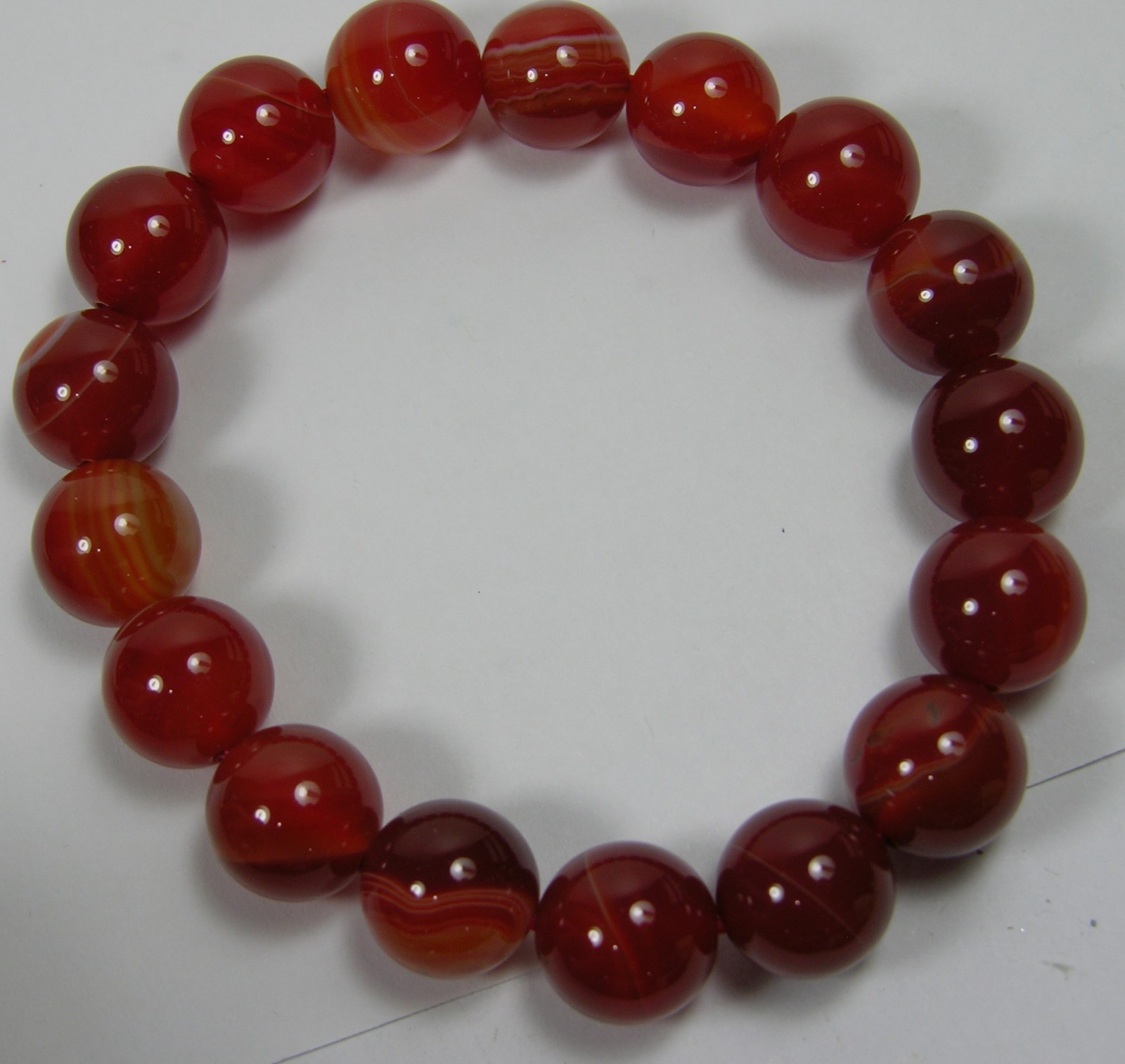 #6 Brazil Natural 12mm bead Carnelian stretch Bracelet 7.5 inches