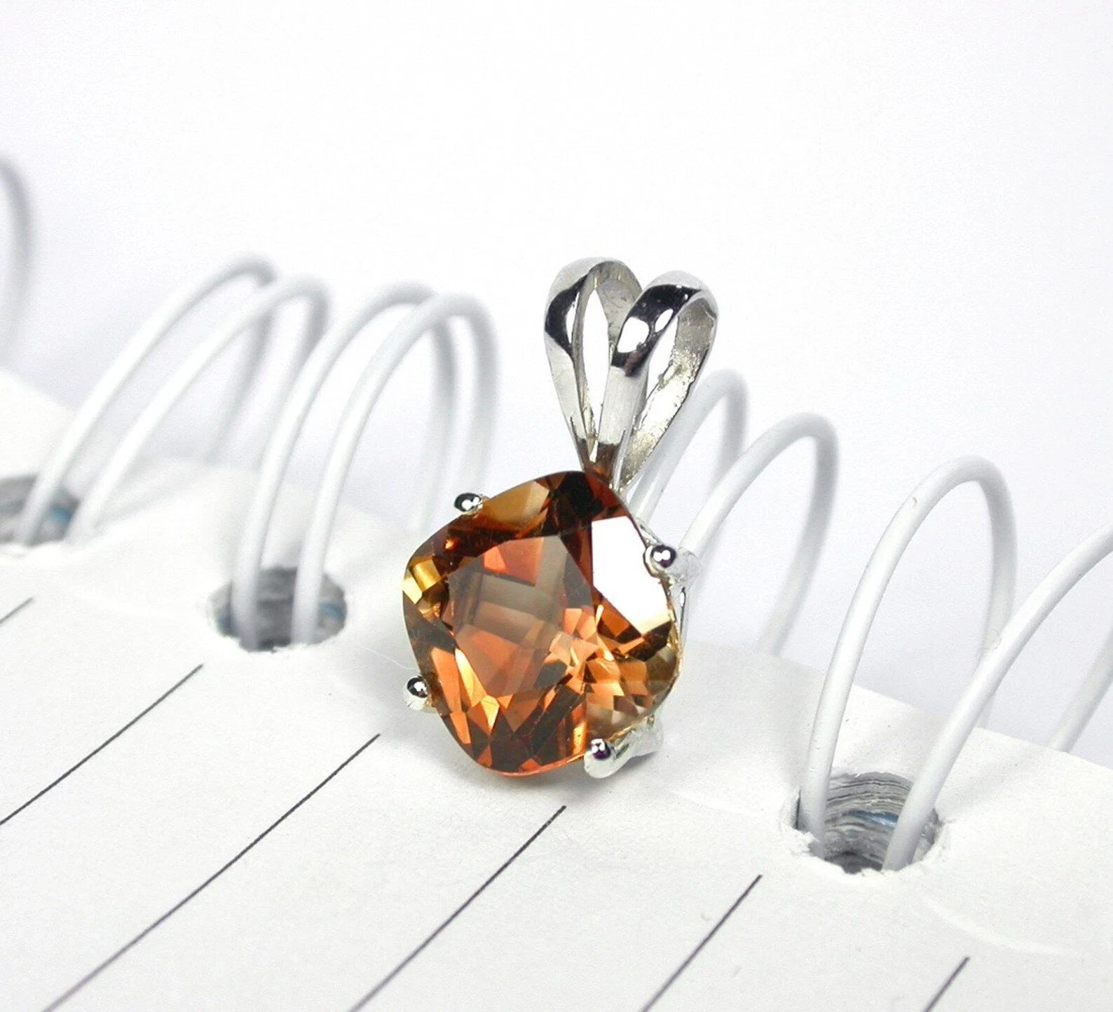 12 x 12 mm Natural imperial topaz pendant sterling silver Cushion Cut Gemstone