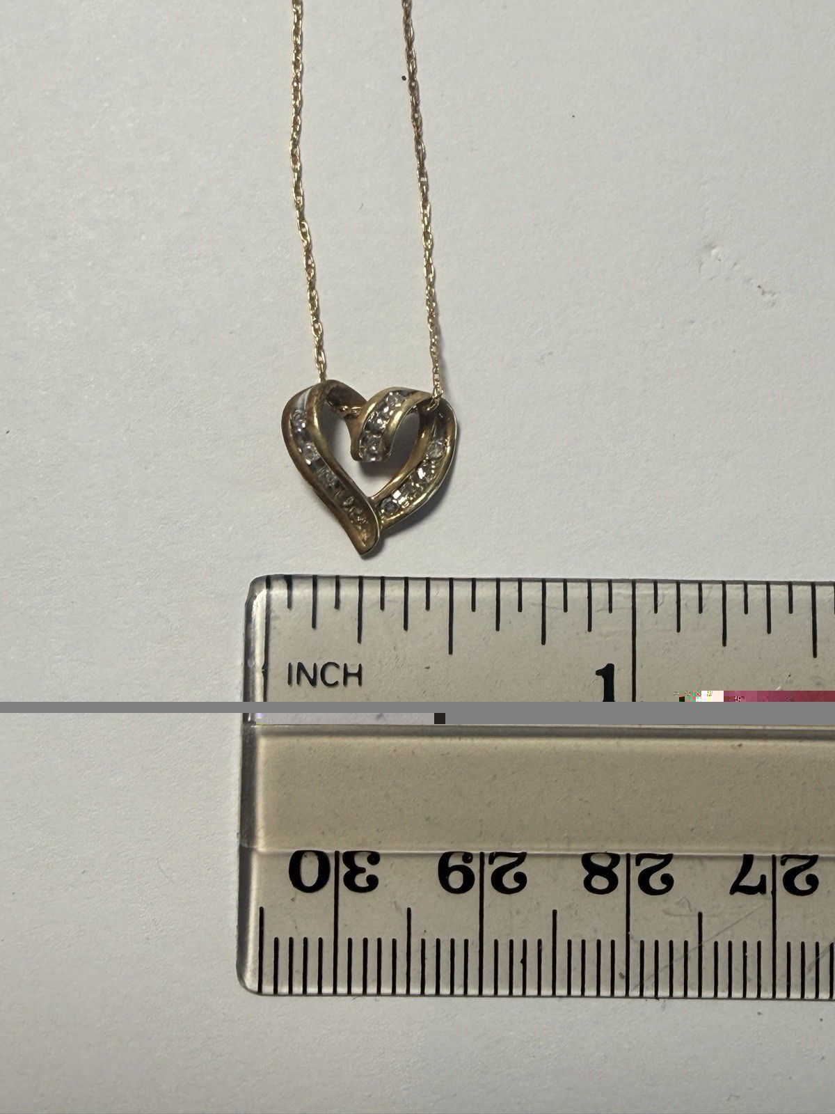 10K Gold Diamond Heart Necklace & Matching Earrings Set 2.82g Round Diamonds