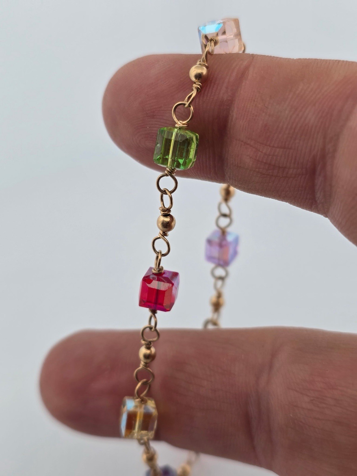 14k Yellow Gold Bracelet with Multi-Colored Stones 5.7GR