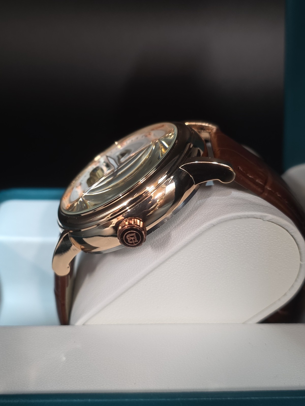 BIBI Luxury Watch Automatic Skeleton Rose Gold, Leather Band