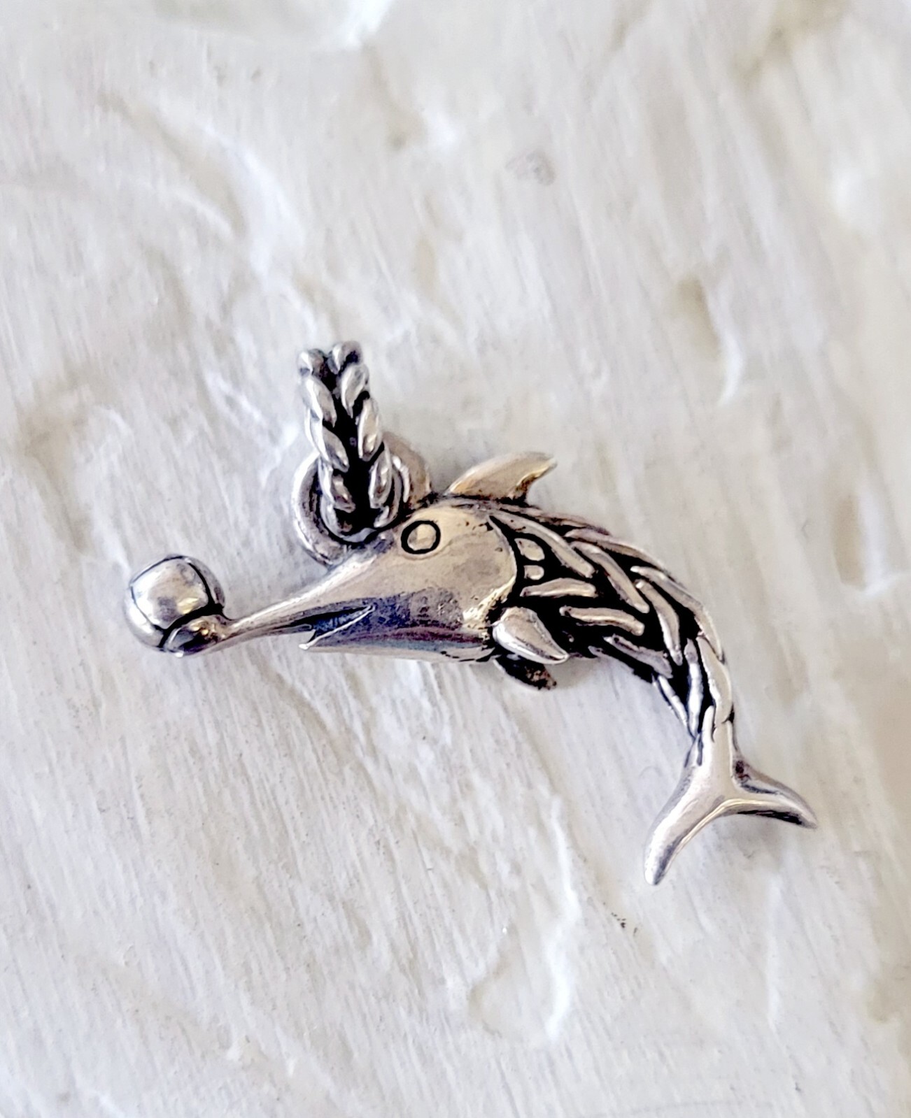 John Hardy Fish with Ball Pendant or Charm Sterling Silver CUTE! Approx 1″
