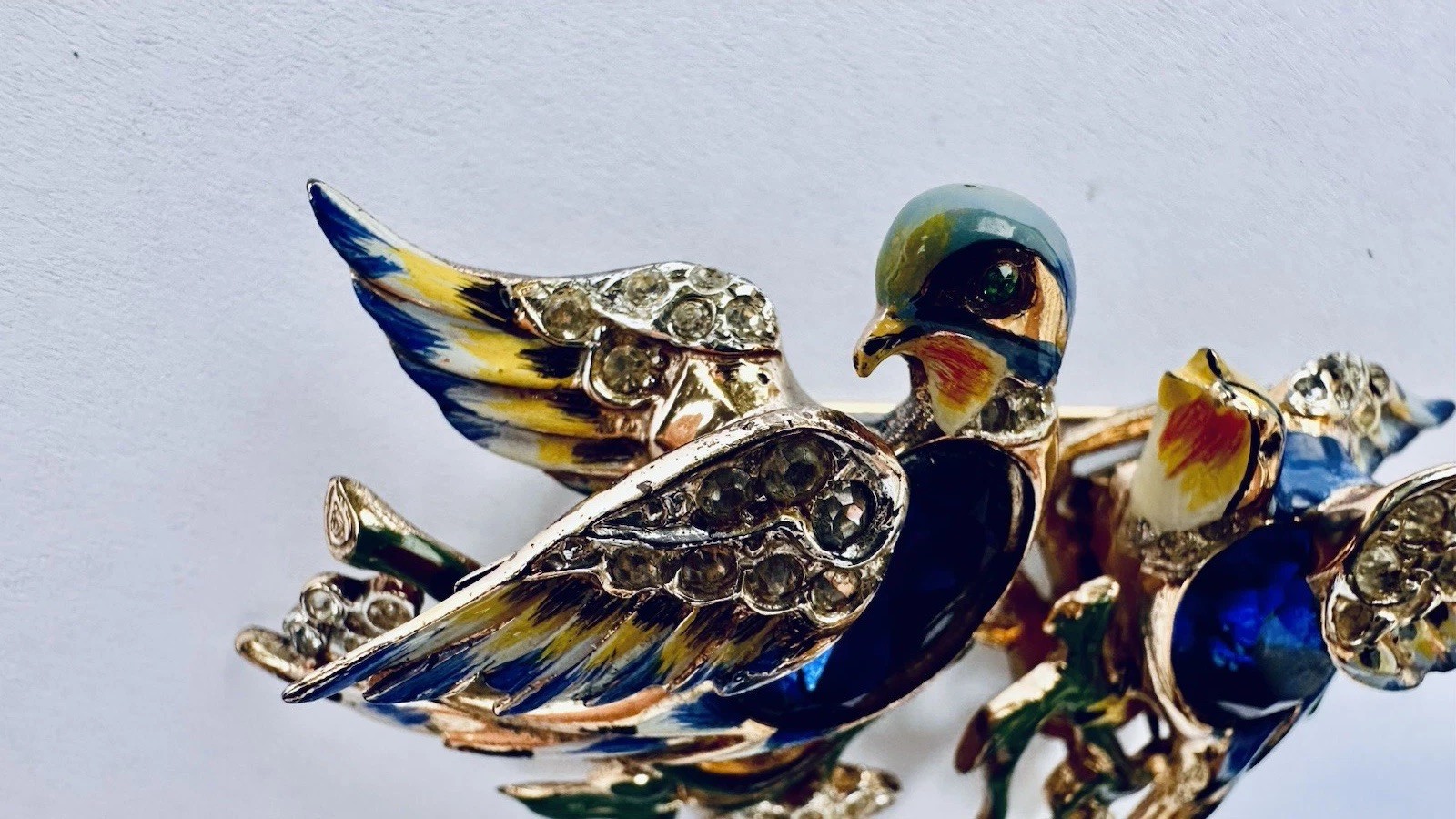 Bill Coo Love Birds Enamel Sterling Silver Duo Duette Pin Coro Craft 1798867