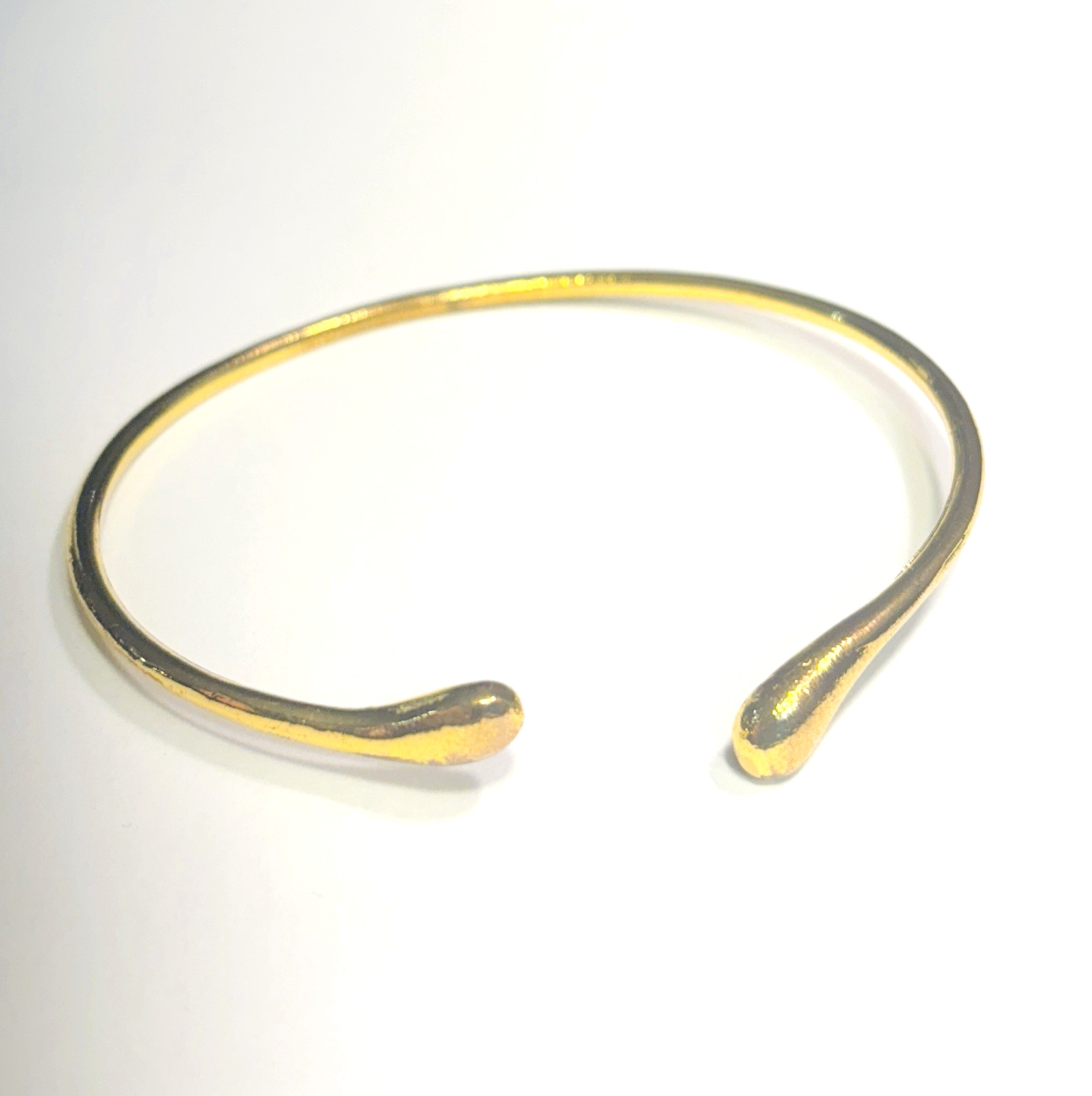 925 Vermeil Gold over Sterling Silver Open Bangle Bracelet 3in x2.5in 12.43grams