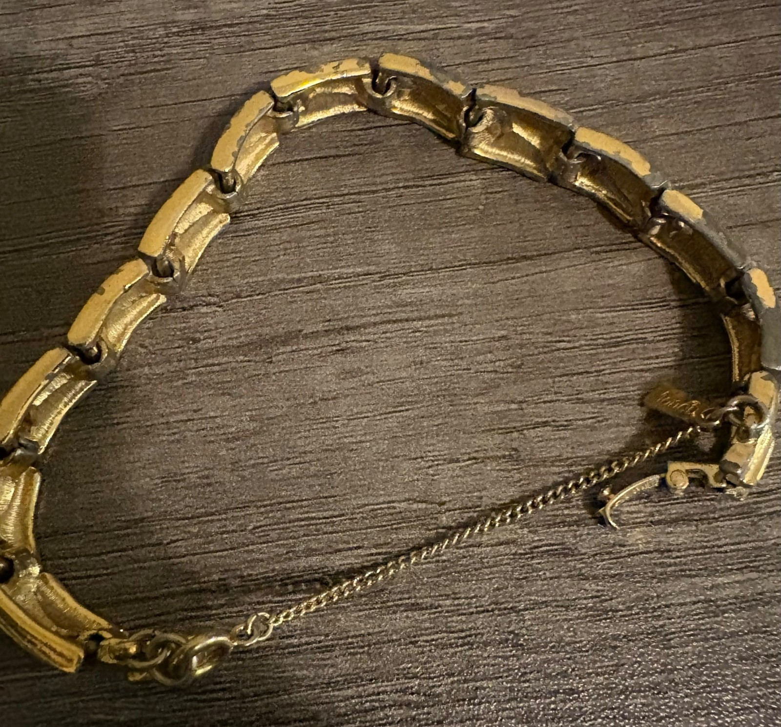 Vintage Monet Gold Tone Bracelet with Safety Chain