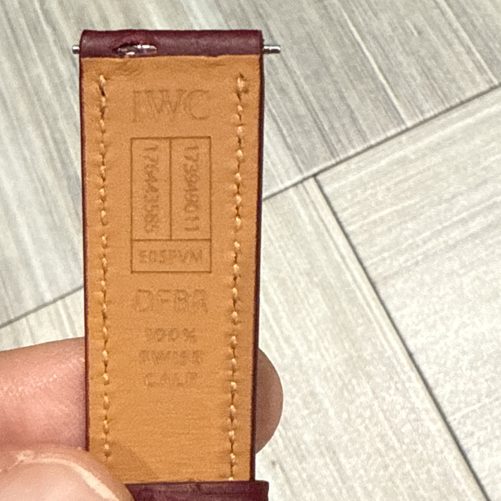 Authentic IWC Quick Release 20mm x 18mm Burgundy Swiss Calf Leather Watch Strap