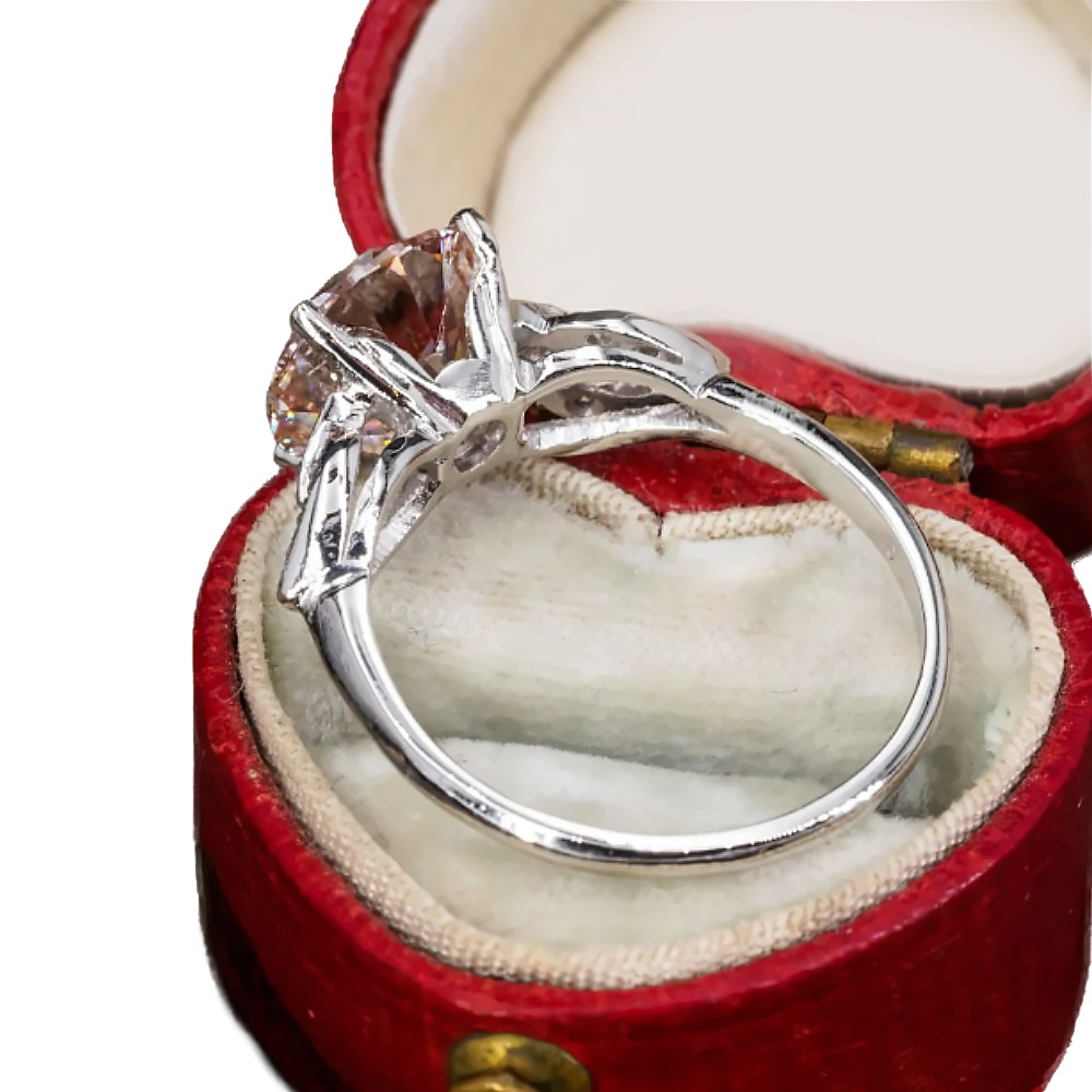 Round Cut 4.10 TCW IGI Lab Grown Fancy Intense Pink Diamond Ring in 950 Platinum