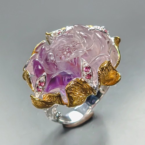 Vintage ring 30 ct Natural Amethyst Ring 925 Sterling Silver Size 7 /R470117