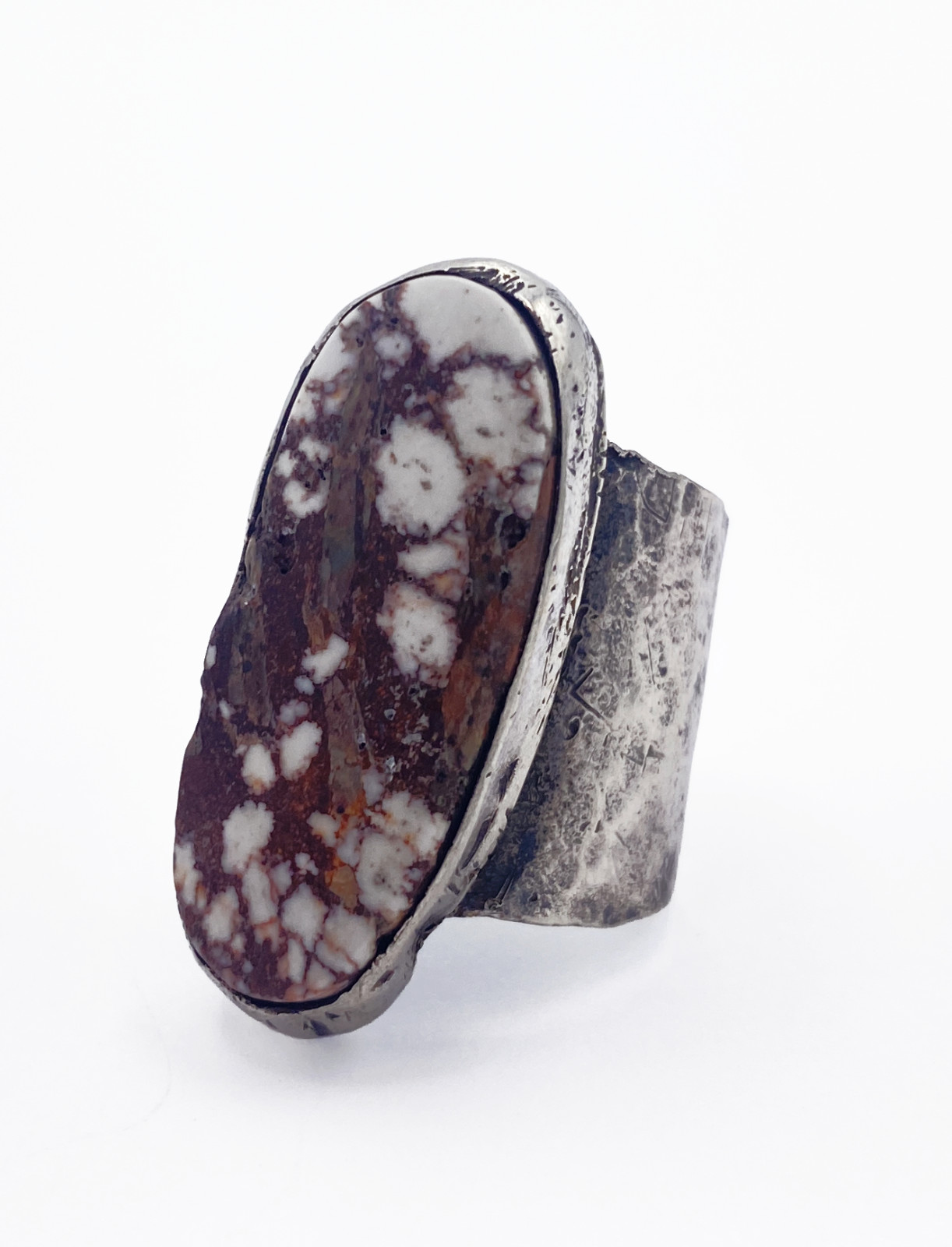 Wild Horse Jasper Sterling Silver Statement Ring Size 5 Brown White Artisan