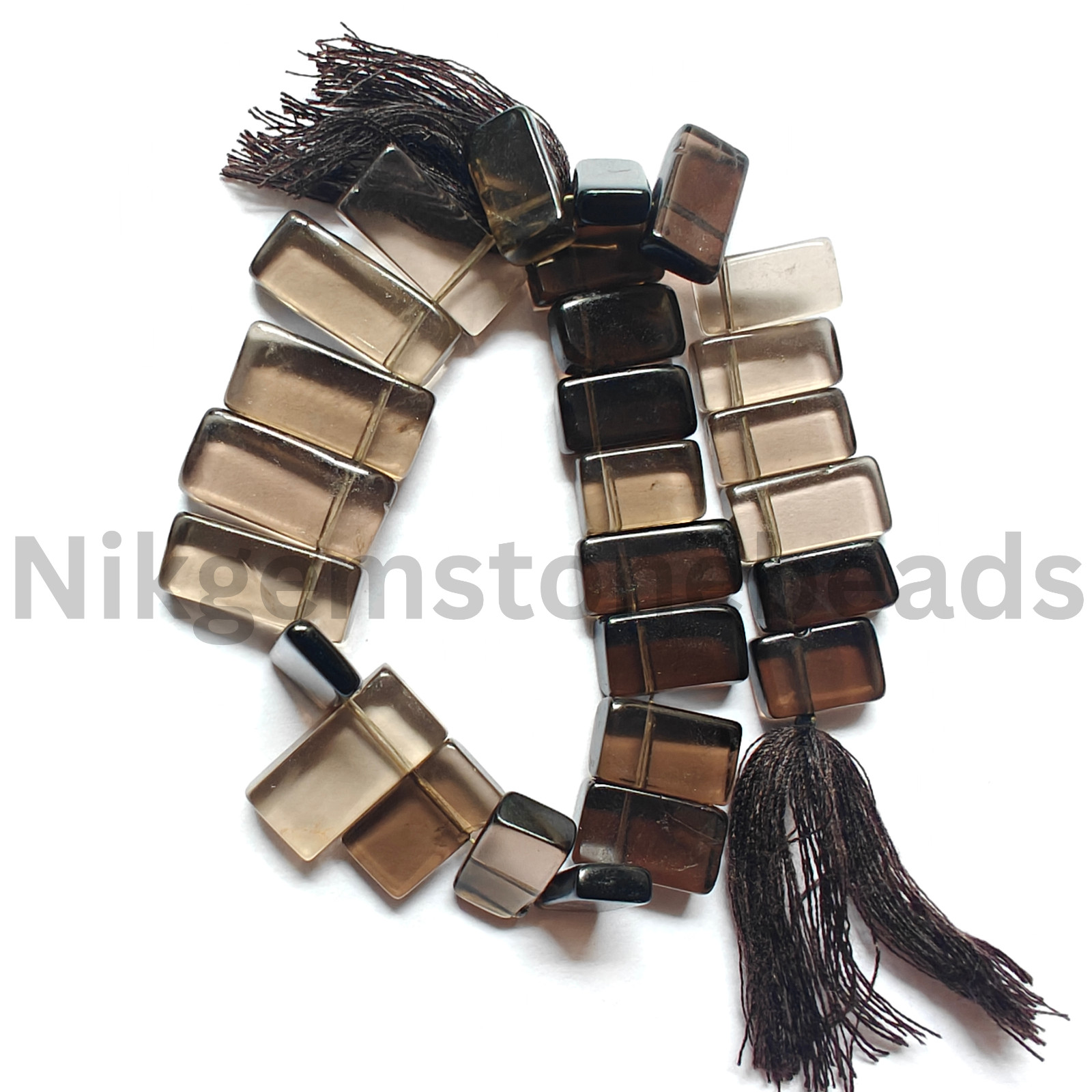 Natural Smokey Quartz Stone, Smooth & Plain Rectangle Cut Beads, 11.50-19.00 MM.