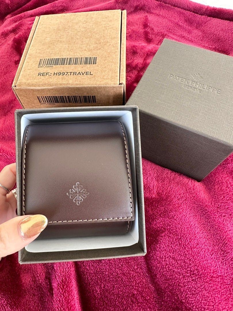 Patek Philippe Dark Brown Leather Watch Travel Case Luxury Storage Carry Box New
