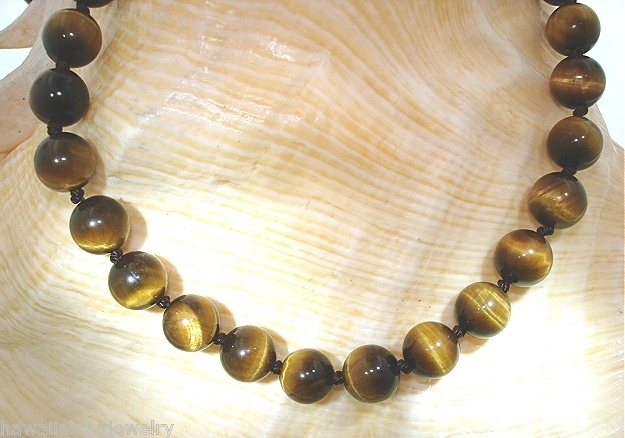 8mm Round Cab Tiger’s Eye Quartz Necklace 24.75″-25.0″