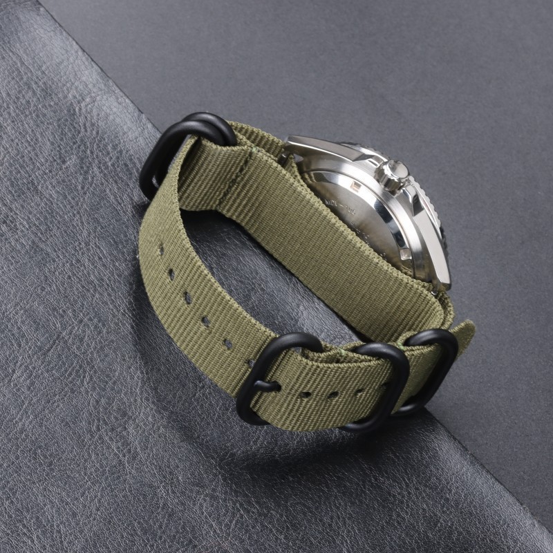 Quality One Piece Thicked Nylon Canvas Watch Band Strap 18/20/22/24mm Five-ring
