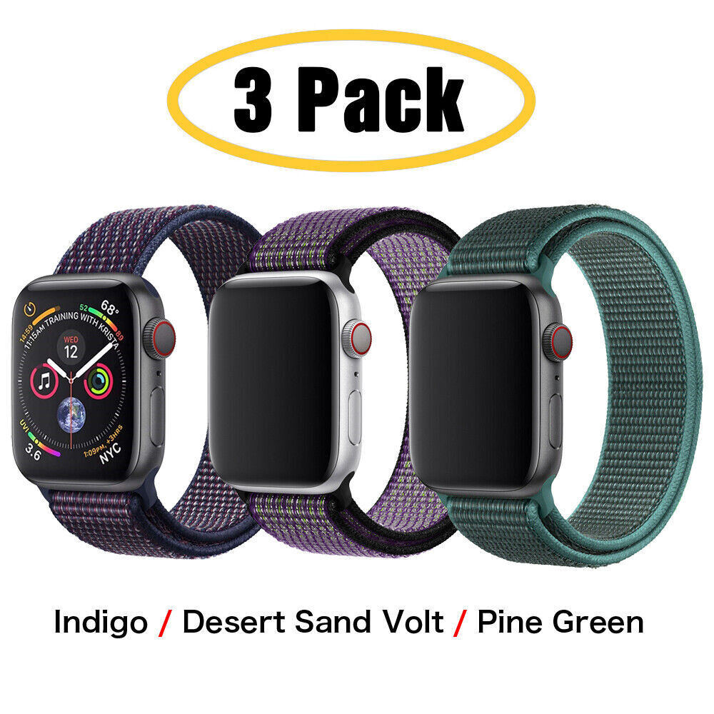 3 PACK Nylon Sport Band Strap For Apple Watch Series 11 10 9 8 7 6 SE 38/49mm