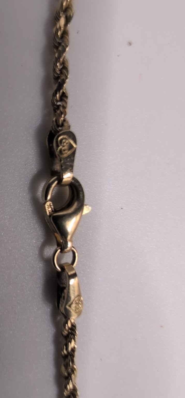 VTG 14k Cat Pendant | 10K Yellow Gold Rope Chain Necklace 18 Inch 3.17 total g