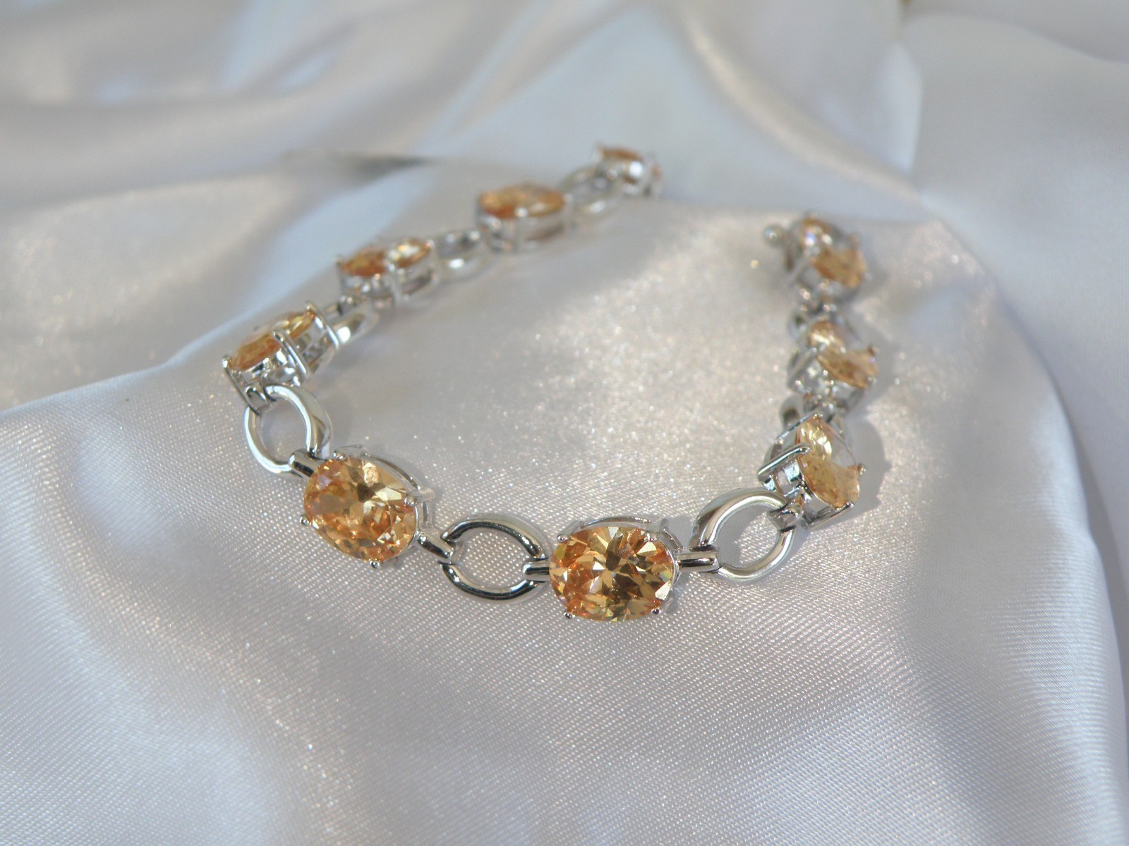 Ross Simons Sterling Silver 925 Gemstone Tennis Station Bracelet Fits 7″