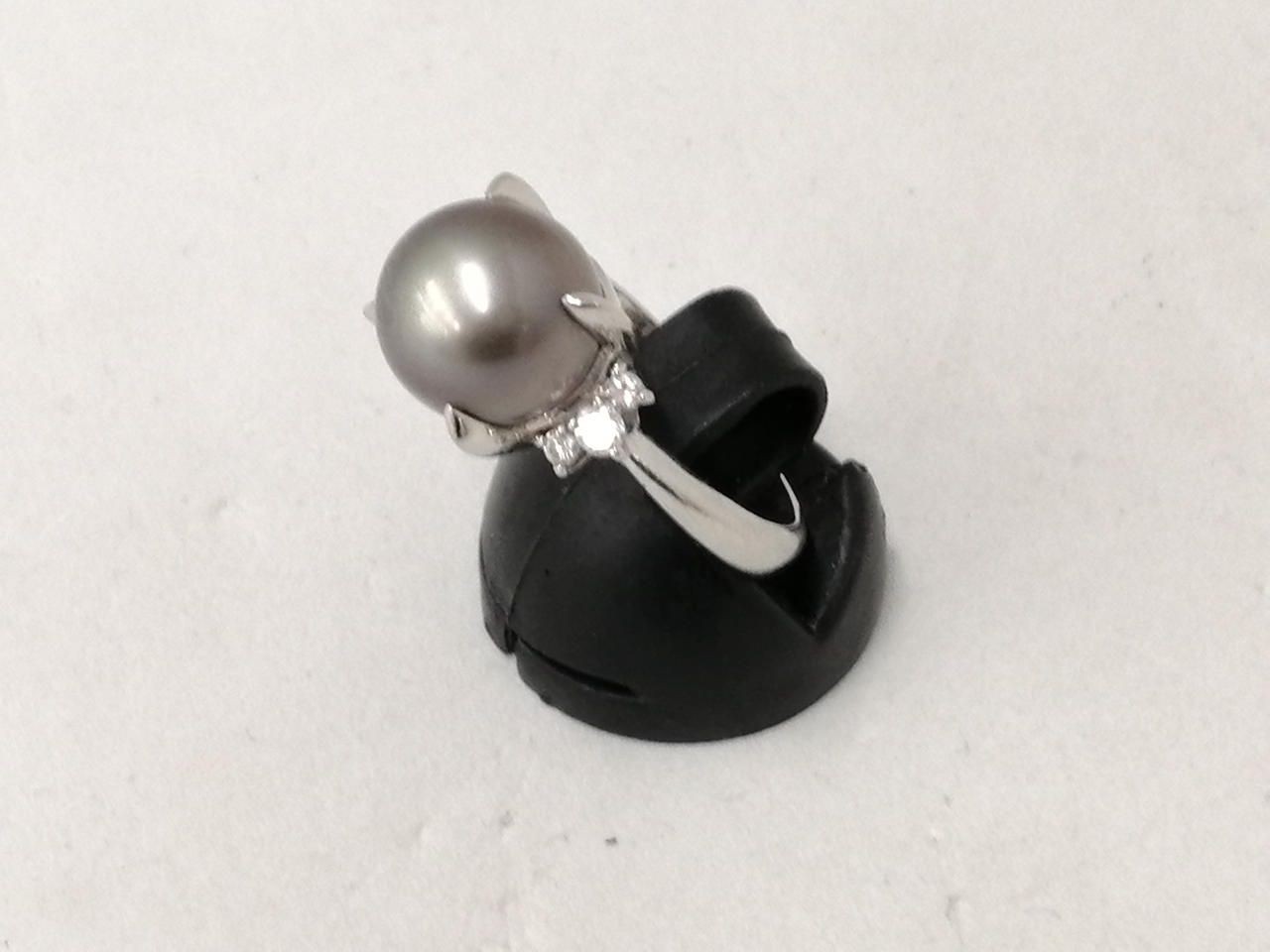PT900 Ring Size 12 Clear Stone With Grey Used