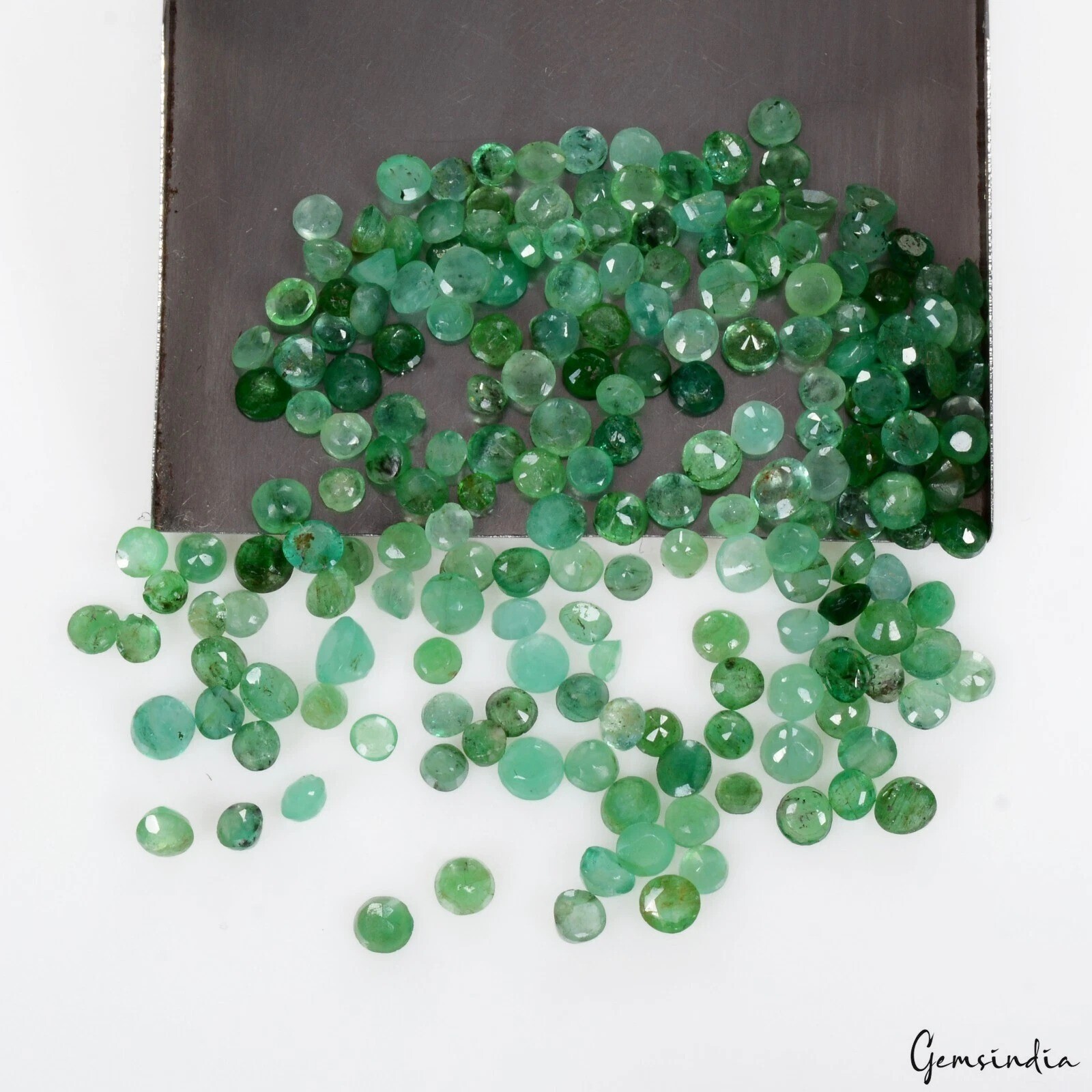 200 Pcs Natural Untreated Colombian Green Emerald 1.5mm-3mm Round Cut Gemstones
