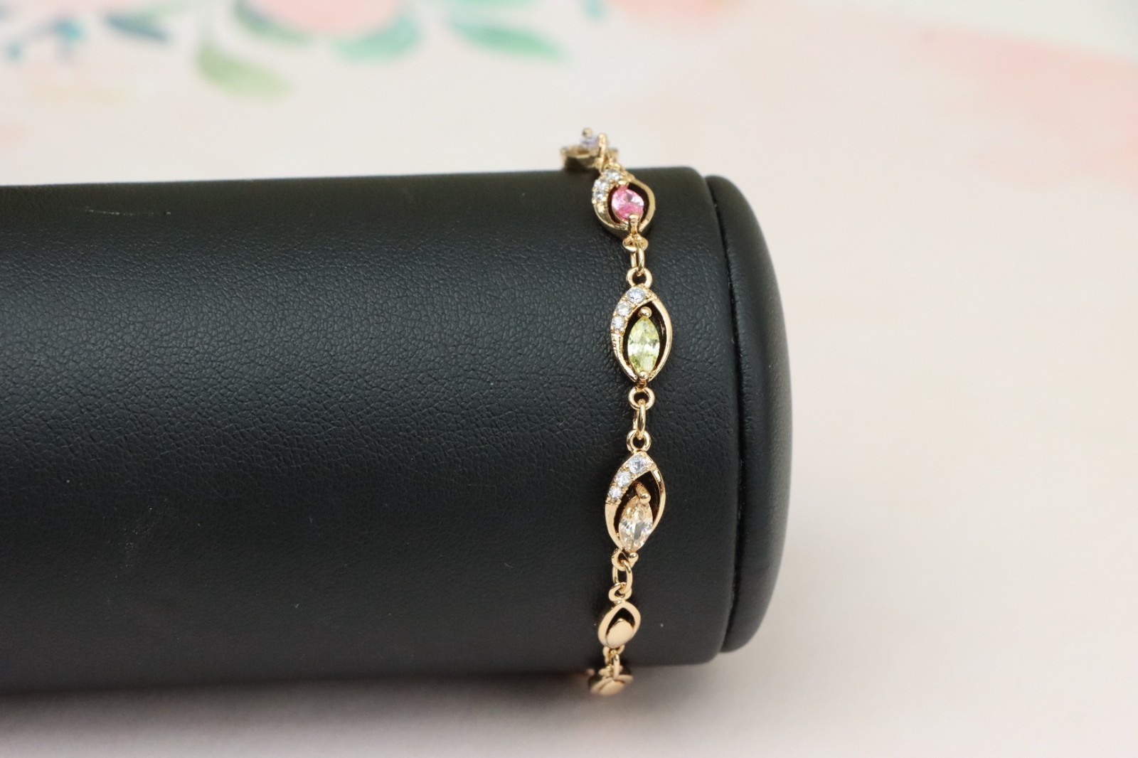 with Multicolor Stones and Crystals, XPBL0789 Rose Gold Bracelet