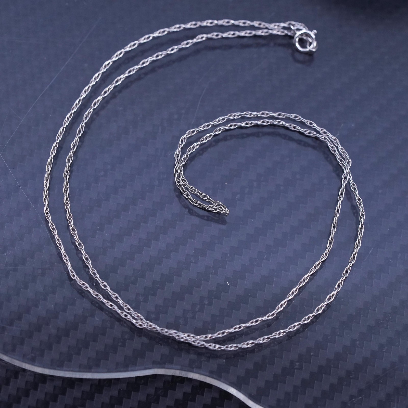 20” 1mm, vintage Italian sterling silver 925 Singapore rope chain necklace