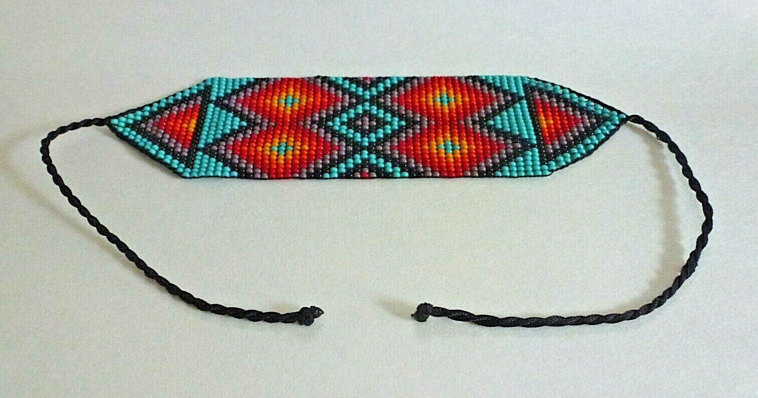 Artisan Handcrafted Turquoise Red Yellow Black Bead Bracelet 7″ Gift