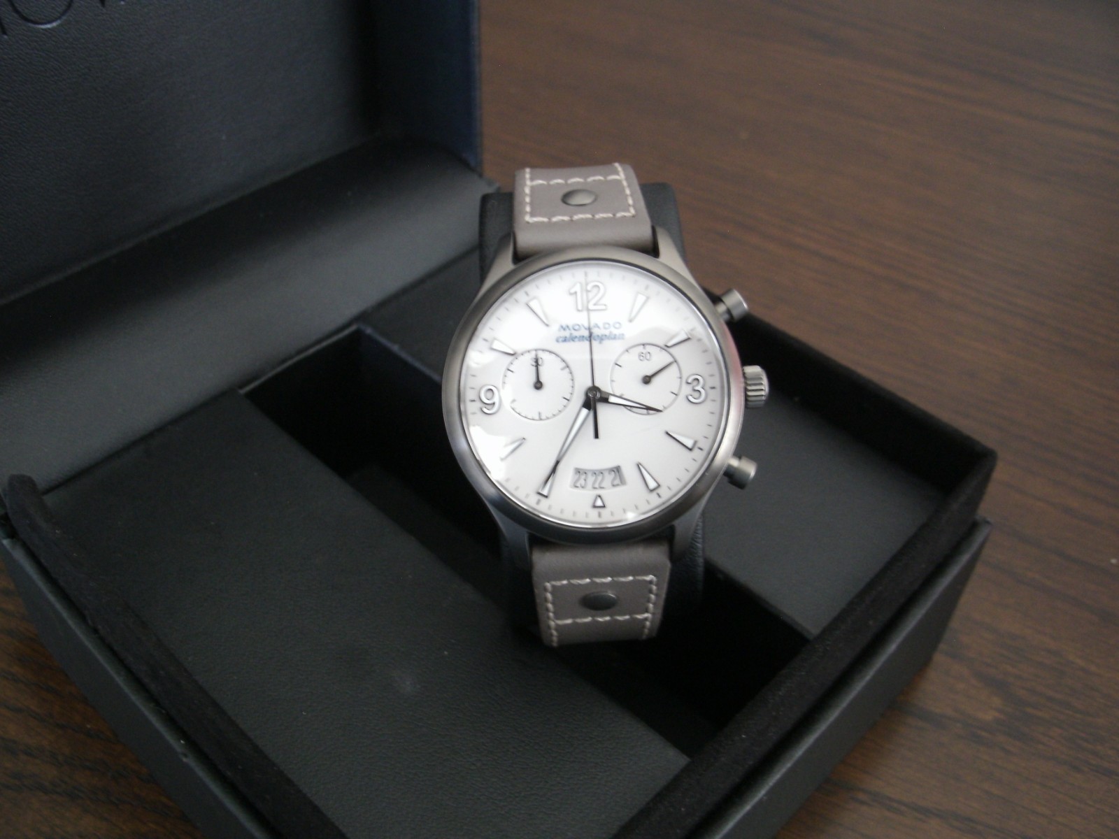 Movado Calendoplan chronograph watch, working and keeping time.