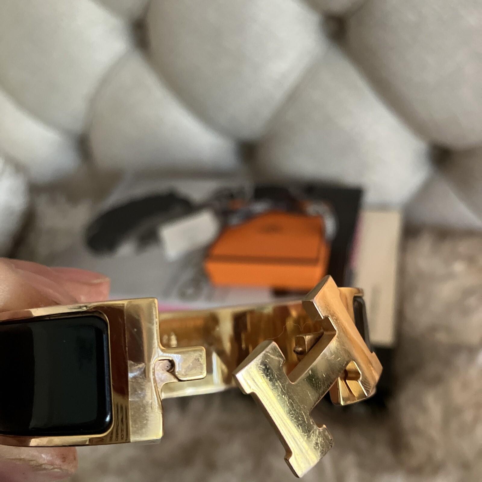 Authentic HERMES Black Enamel GHW Clic Clac H Bracelet CHIC ❤️❤️