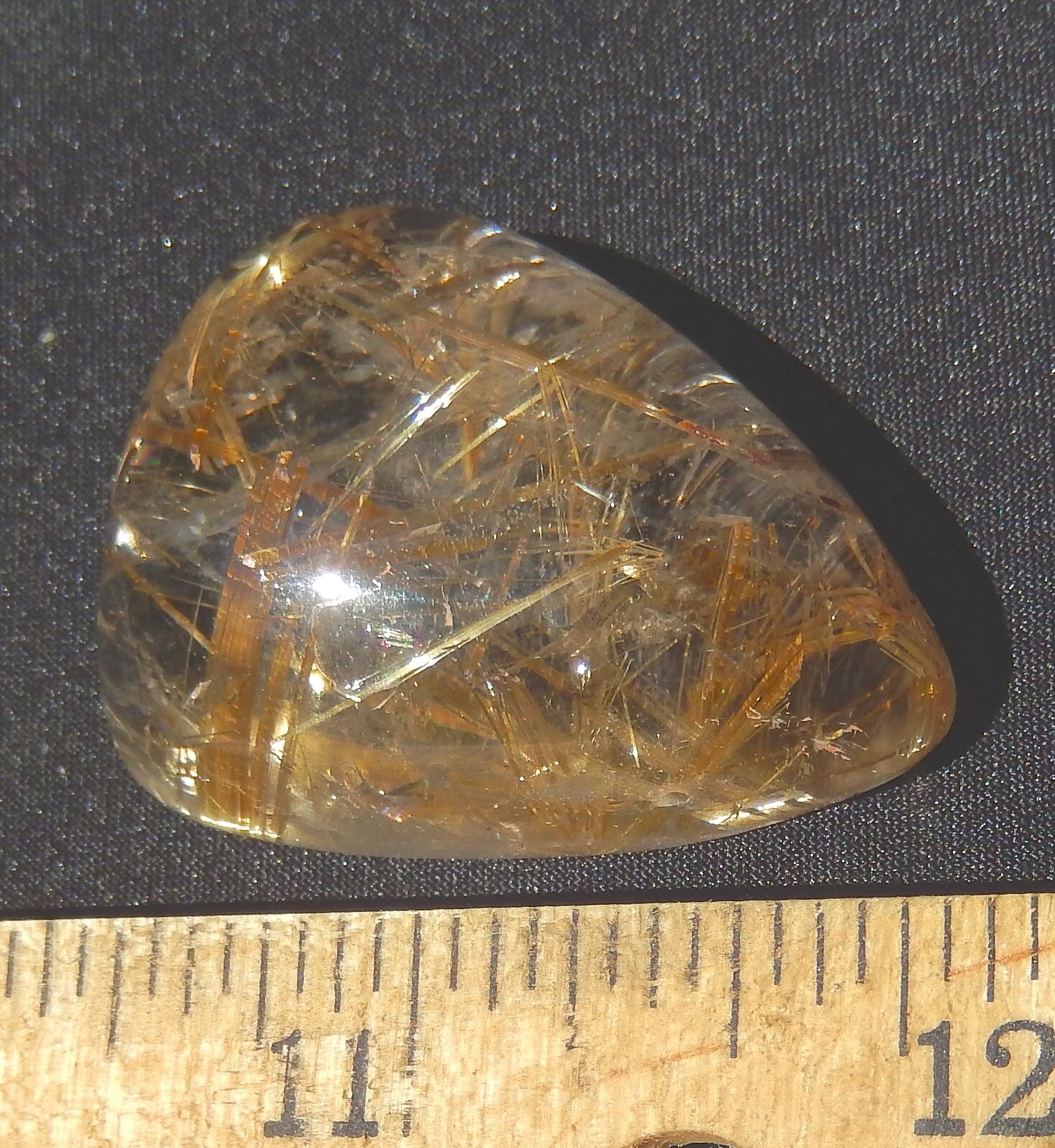 Golden Rutilated Polished Pear Cabochon Top Grade 24.3 Grams 121 Carats Brazil
