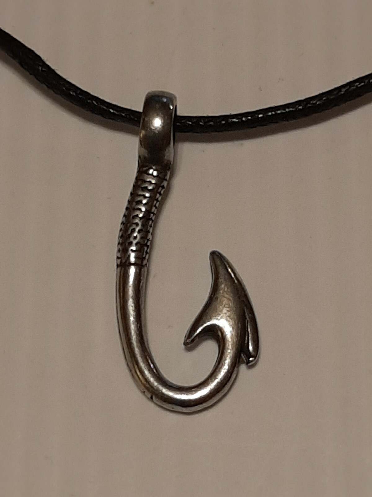 FISHING HOOK Pewter Pendant Charm / 26″ Adjustable Necklace