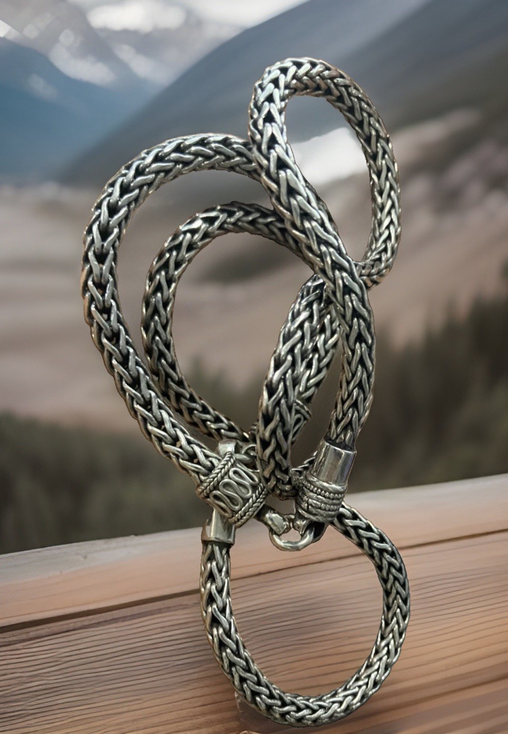 Sterling Silver 925 Bali Custom Chain 74grams 24inches Continuous NoClasp/NoLock