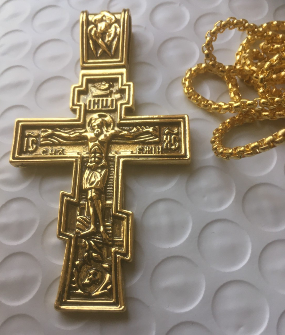 large 70mm x 40mm cross 29 gr. Pendant Christ COMES WITH 60CM CHAIN #3