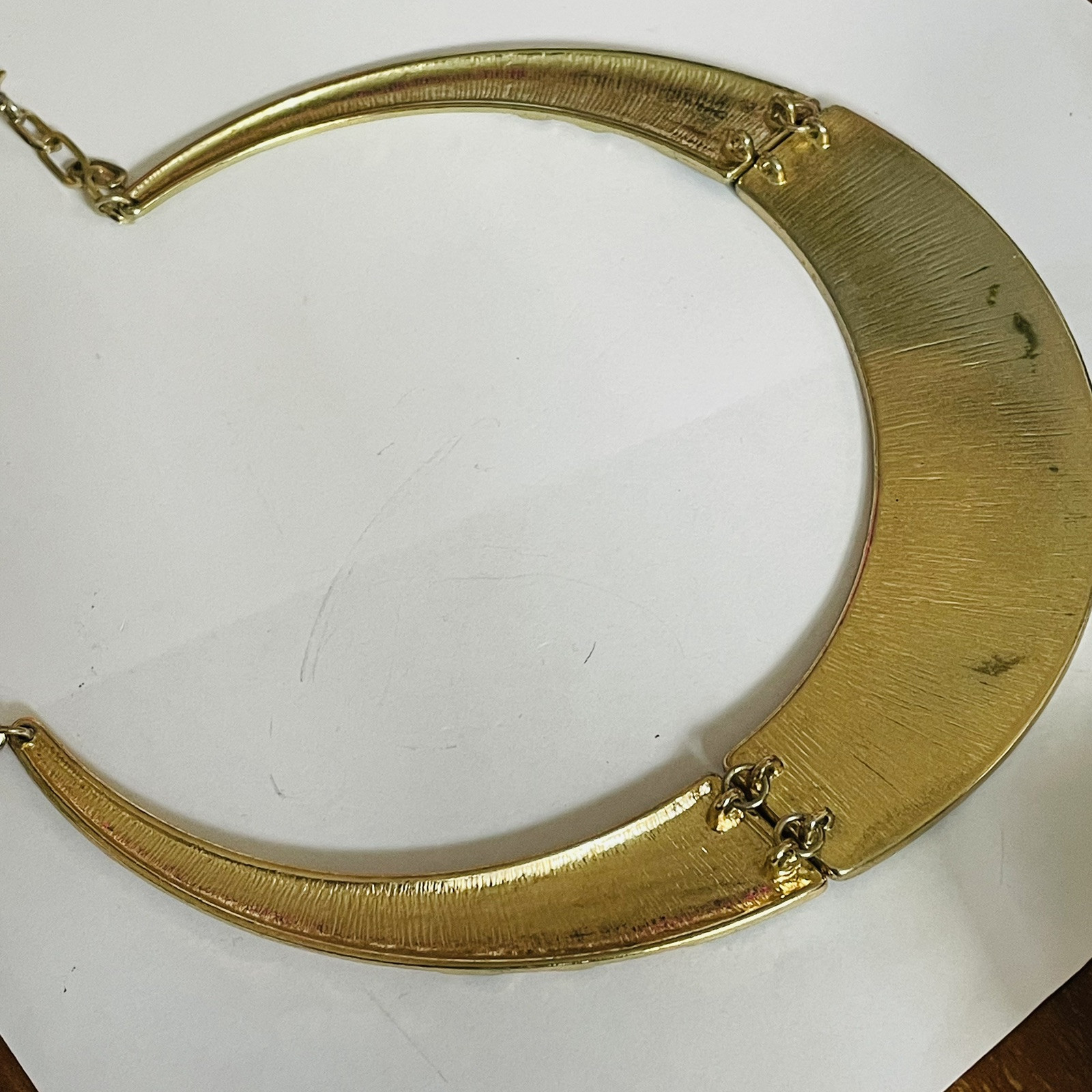 Vtg Black Gold Necklace Enamelled Metal Choker Collar Bib 16 – 18 In Retro 90s